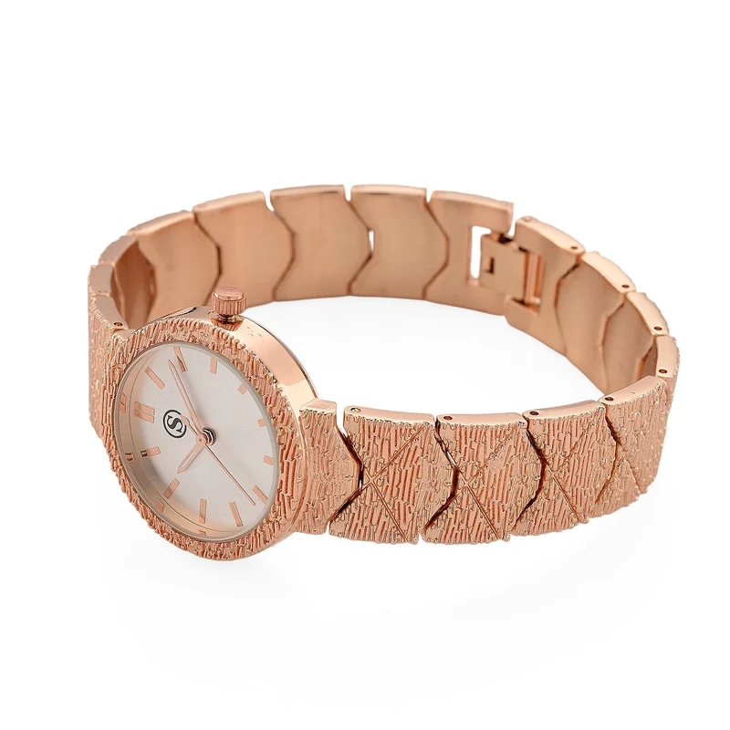 STRADA - Japanisches Uhrwerk, Burgunder Zifferblatt mit goldplattiertem Alloy Armband, 20 cm