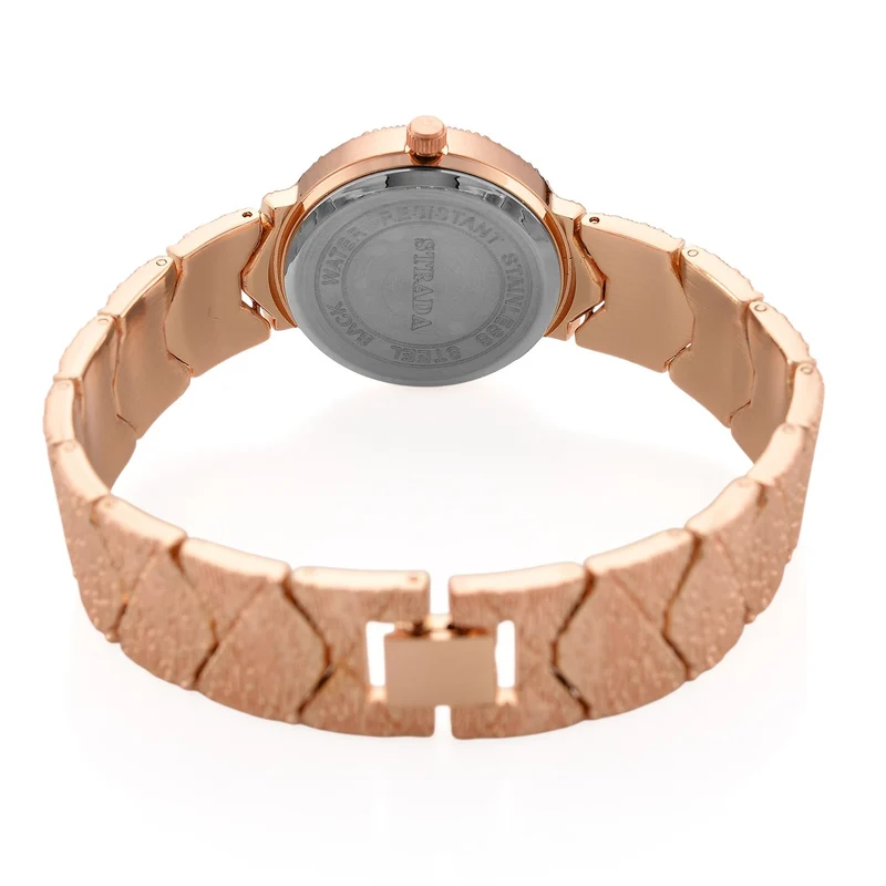 STRADA - Japanisches Uhrwerk, Burgunder Zifferblatt mit goldplattiertem Alloy Armband, 20 cm