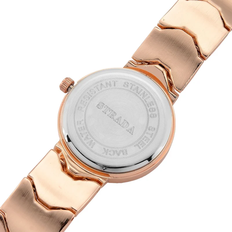 STRADA - Japanisches Uhrwerk, Burgunder Zifferblatt mit goldplattiertem Alloy Armband, 20 cm