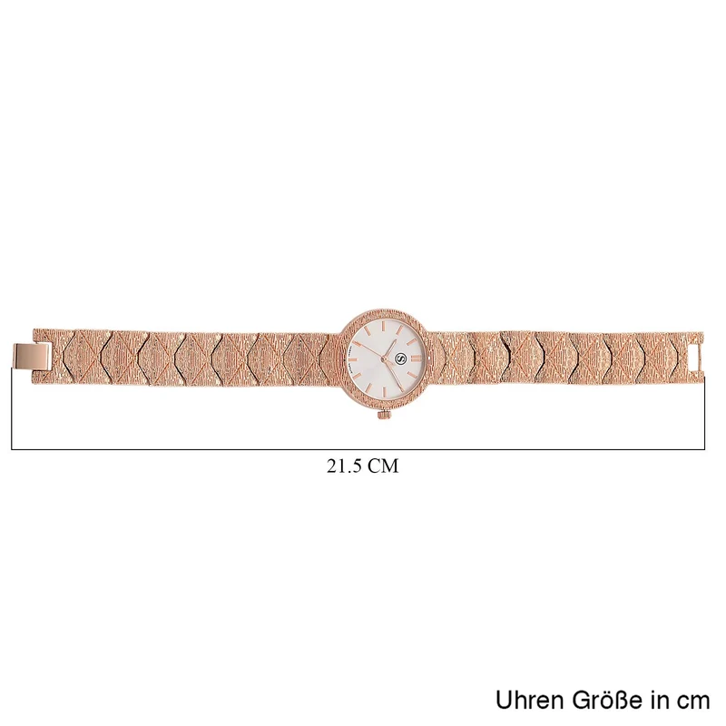 STRADA - Japanisches Uhrwerk, Burgunder Zifferblatt mit goldplattiertem Alloy Armband, 20 cm