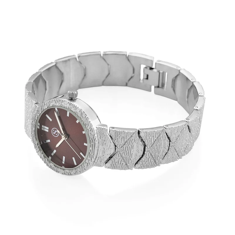 STRADA - Japanisches Uhrwerk, Burgunder Zifferblatt mit goldplattiertem Alloy Armband, 20 cm