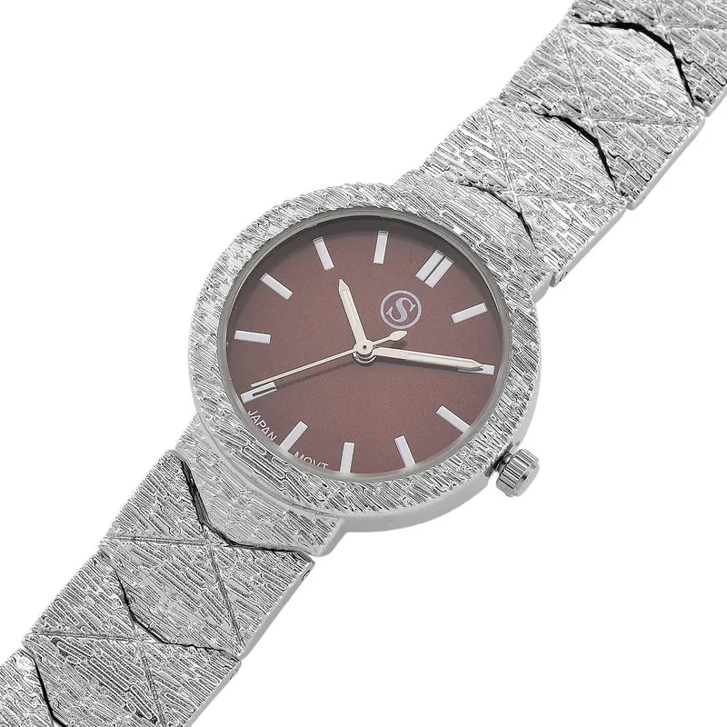 STRADA - Japanisches Uhrwerk, Burgunder Zifferblatt mit goldplattiertem Alloy Armband, 20 cm