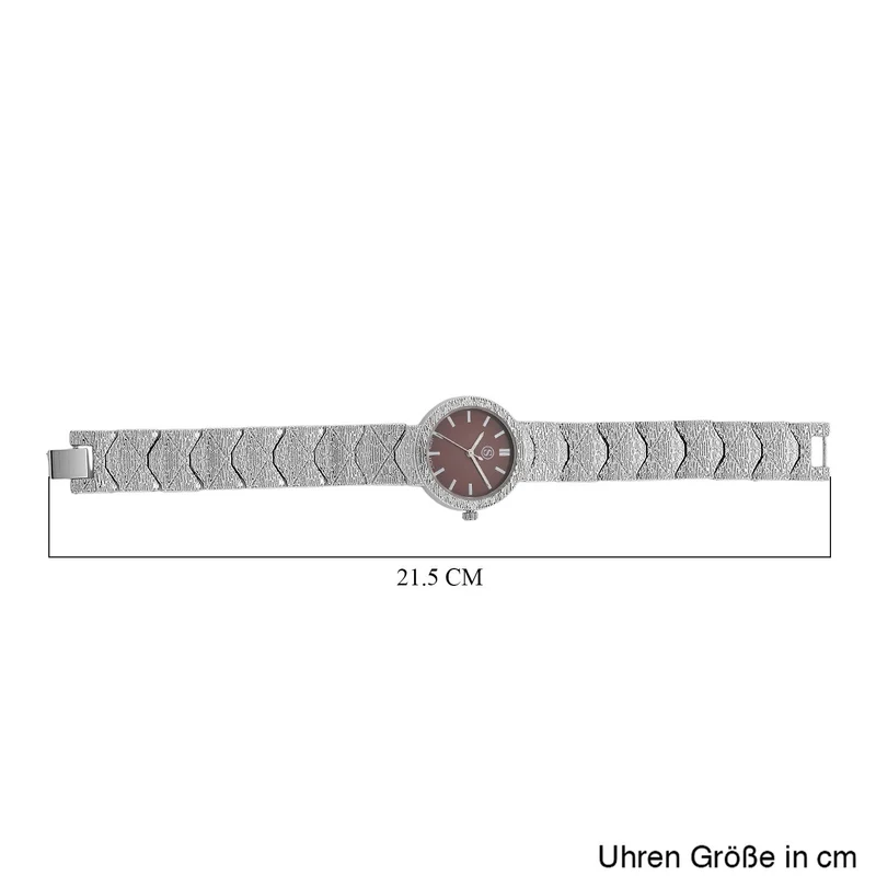 STRADA - Japanisches Uhrwerk, Burgunder Zifferblatt mit goldplattiertem Alloy Armband, 20 cm