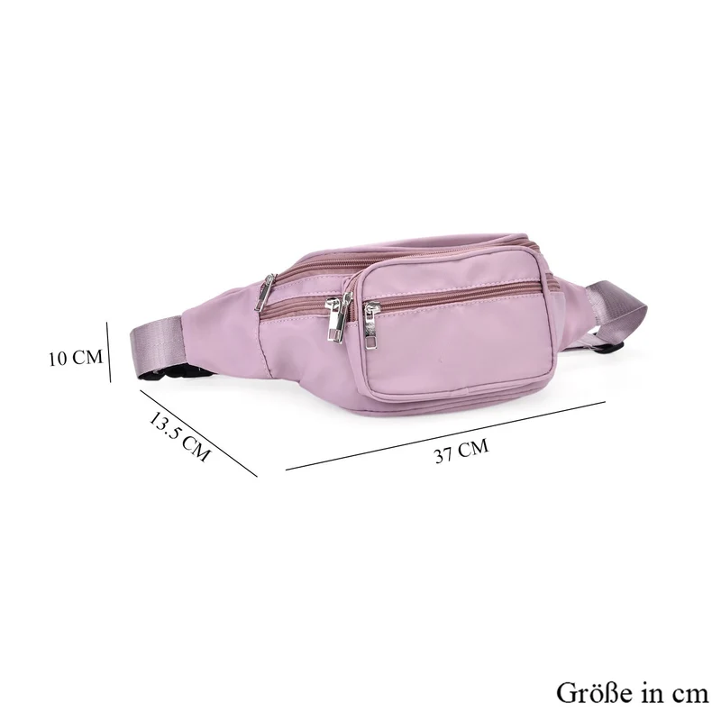 Gürteltasche mit RFID-Schutz, Nylon, 6 Reißverschlussfächer, Schnellverschluss, verstellbarer Schultergurt, Größe 37x10x13,5?cm, marineblau