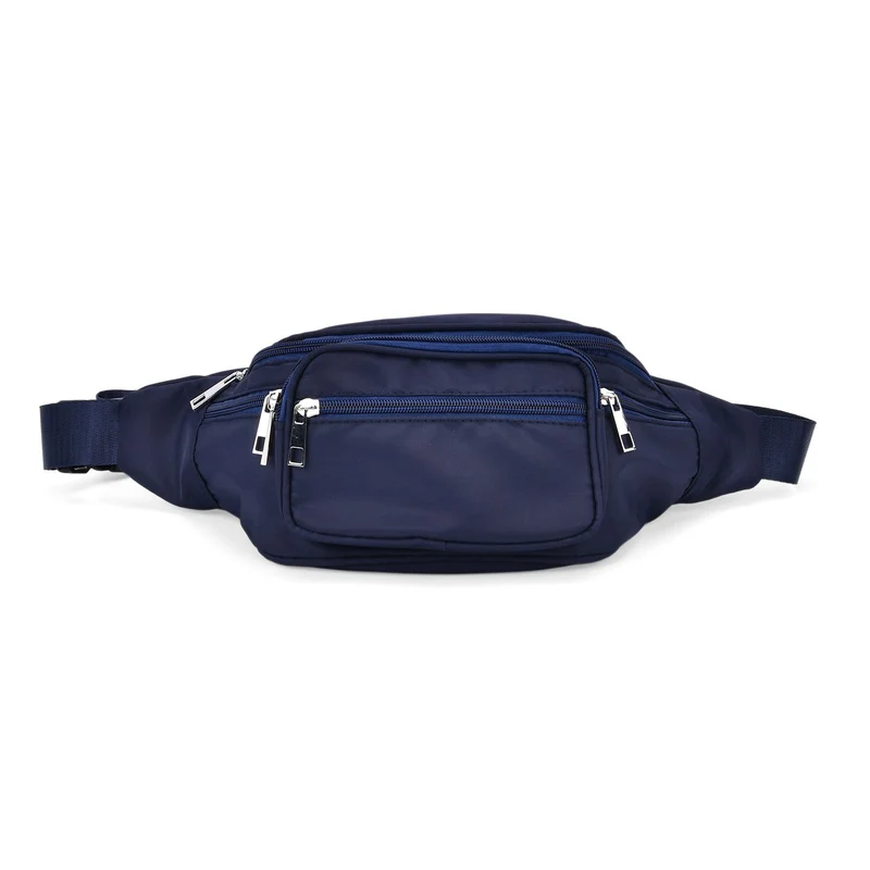 Gürteltasche mit RFID-Schutz, Nylon, 6 Reißverschlussfächer, Schnellverschluss, verstellbarer Schultergurt, Größe 37x10x13,5?cm, marineblau