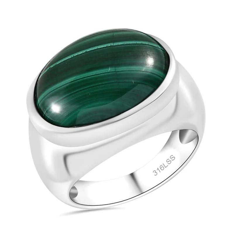 Malachit Schmuckset 316L Edelstahl ca. 30.00 ct