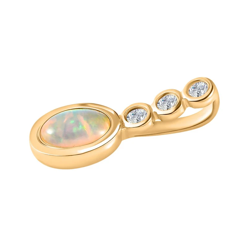 2er Set - AA Natürlicher, äthiopischer Welo Opal Ring und Ohrringe, 925 Silber vergoldet, ca. 1.75 ct