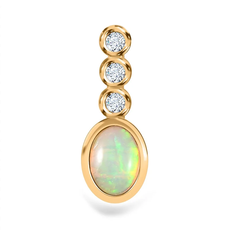 2er Set - AA Natürlicher, äthiopischer Welo Opal Ring und Ohrringe, 925 Silber vergoldet, ca. 1.75 ct