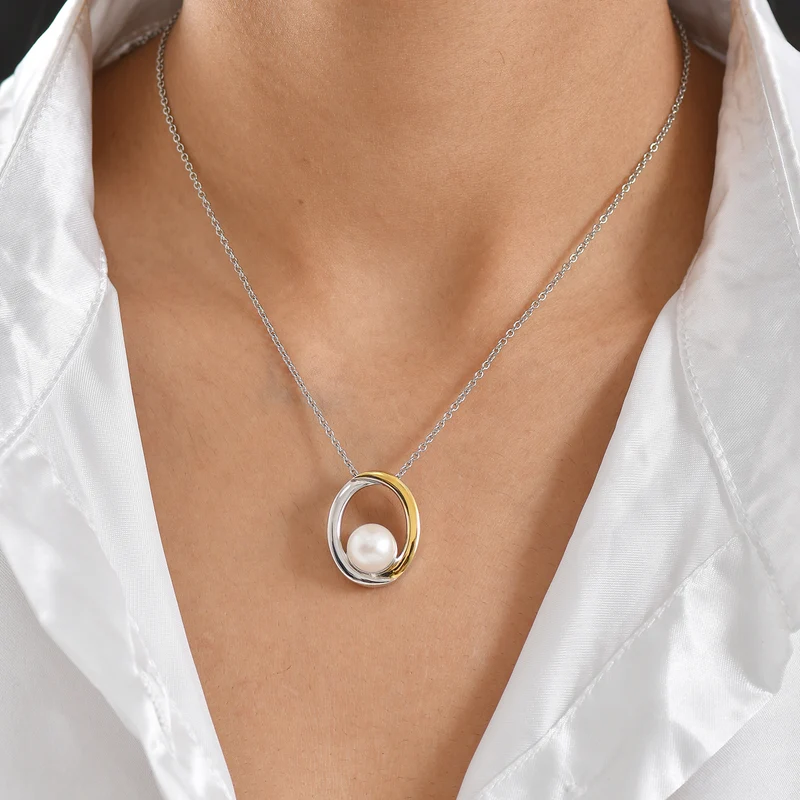 EVER TRUE Süßwasser Perle (9-9.5 mm) Anhänger mit Kette, ca. 50 cm, Nickelfreies Messing