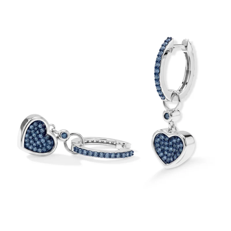 LUXURIANT 1,02 ct. SI weiße und blaue Labor Diamant Ohrringe, 925 Silber rhodiniert