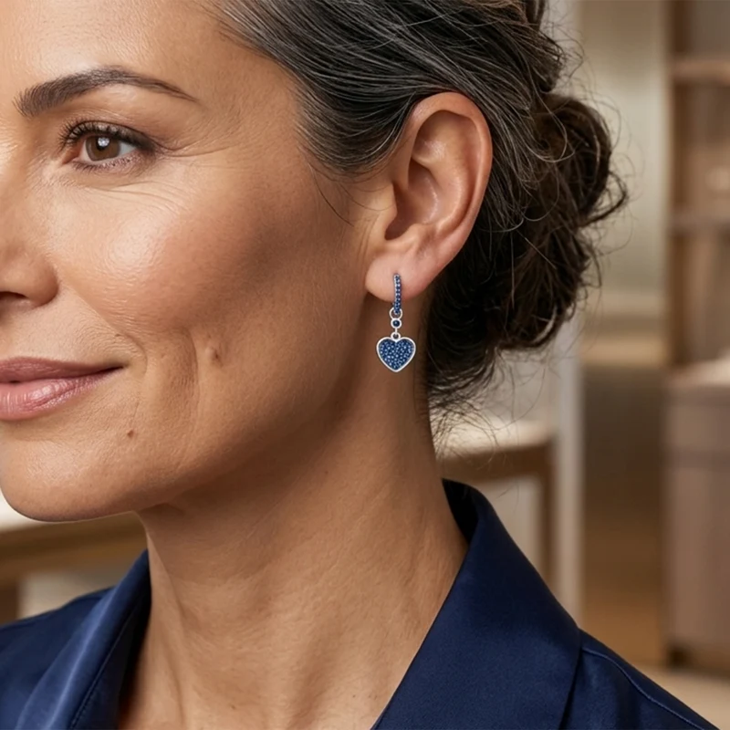LUXURIANT 1,02 ct. SI weiße und blaue Labor Diamant Ohrringe, 925 Silber rhodiniert