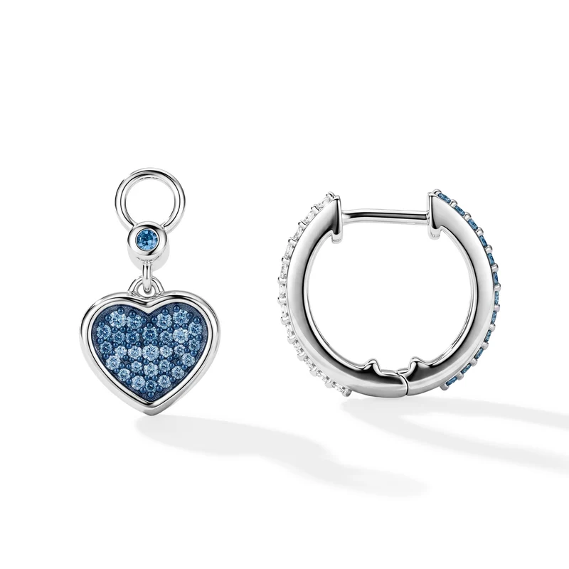 LUXURIANT 1,02 ct. SI weiße und blaue Labor Diamant Ohrringe, 925 Silber rhodiniert