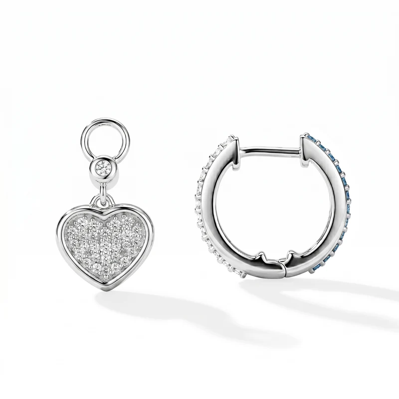 LUXURIANT 1,02 ct. SI weiße und blaue Labor Diamant Ohrringe, 925 Silber rhodiniert
