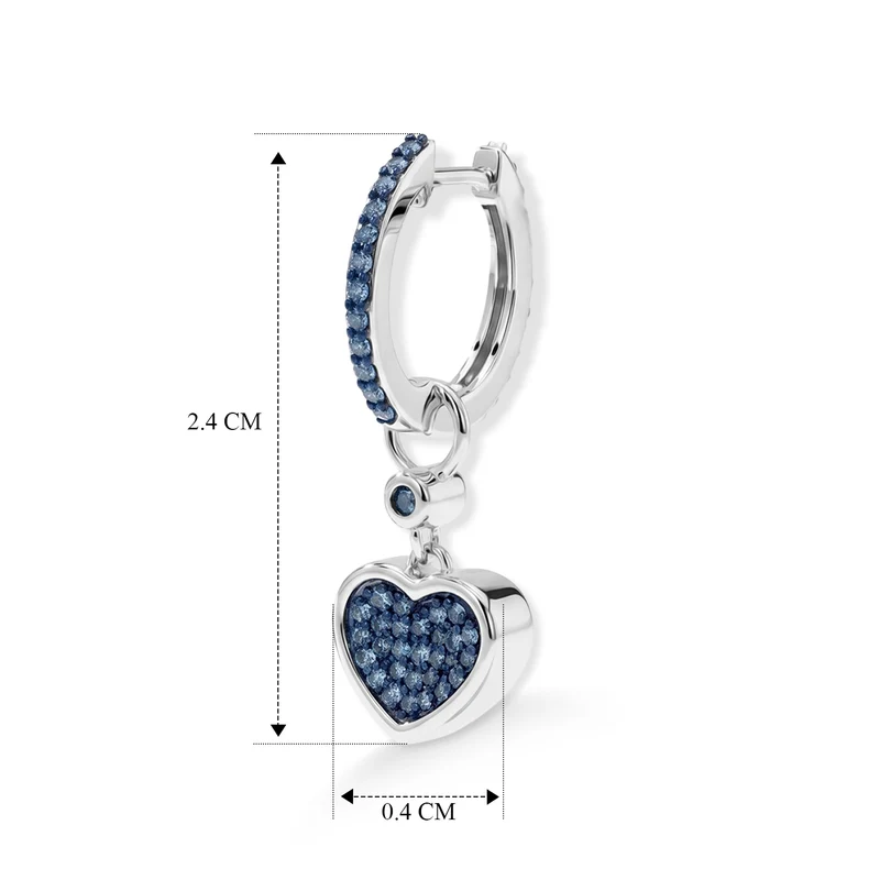 LUXURIANT 1,02 ct. SI weiße und blaue Labor Diamant Ohrringe, 925 Silber rhodiniert