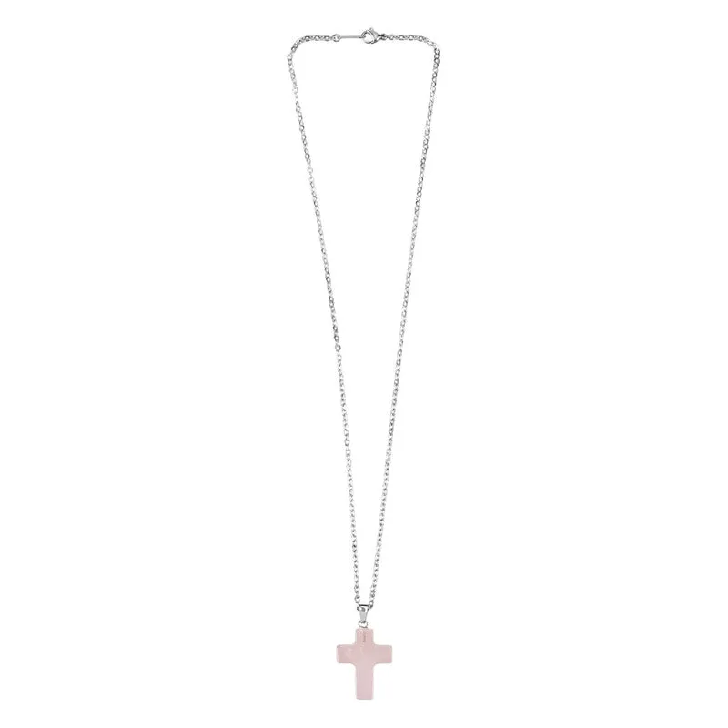 3er Set Rosenquarz Schmuckset mit Schlüsselanhänger, Armband und Halskette mehrfarbig
