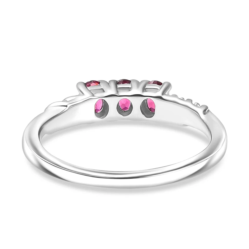 2er Set - Rhodolith Granat Ring und Anhänger, 925 Silber rhodiniert (Größe 20.00) ca. 1,44 ct.