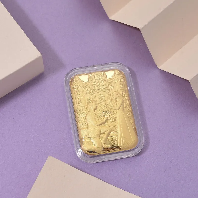 EXKLUSIVES GESCHENK - 999er Goldfolie mit Heiratsantrag-motiv 10mg
