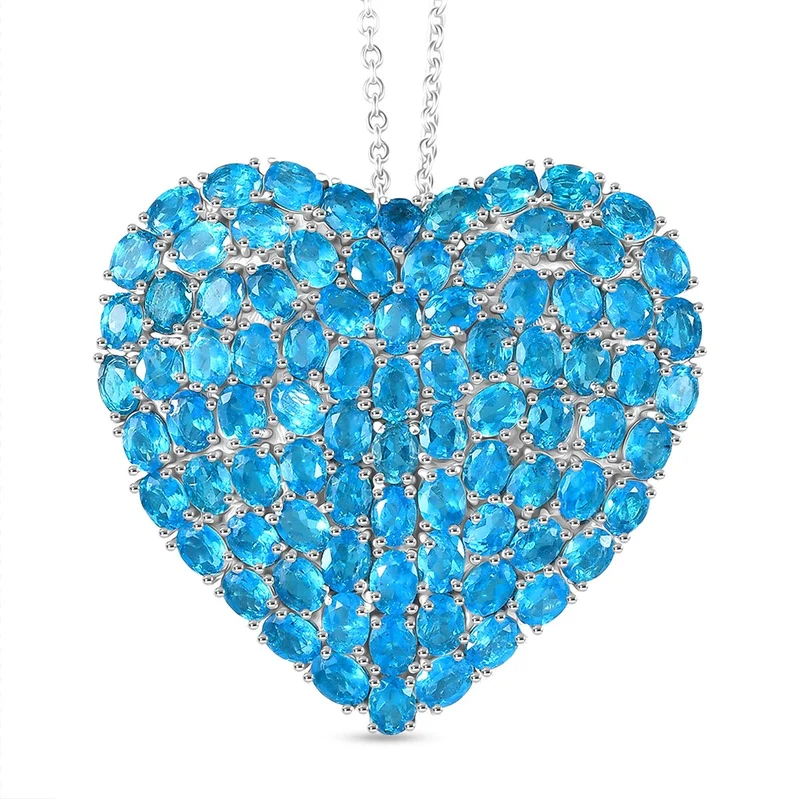 D'Joy Neon Apatit Schmuckset ca. 45 cm 925 Silber rhodiniert ca. 18.04 ct