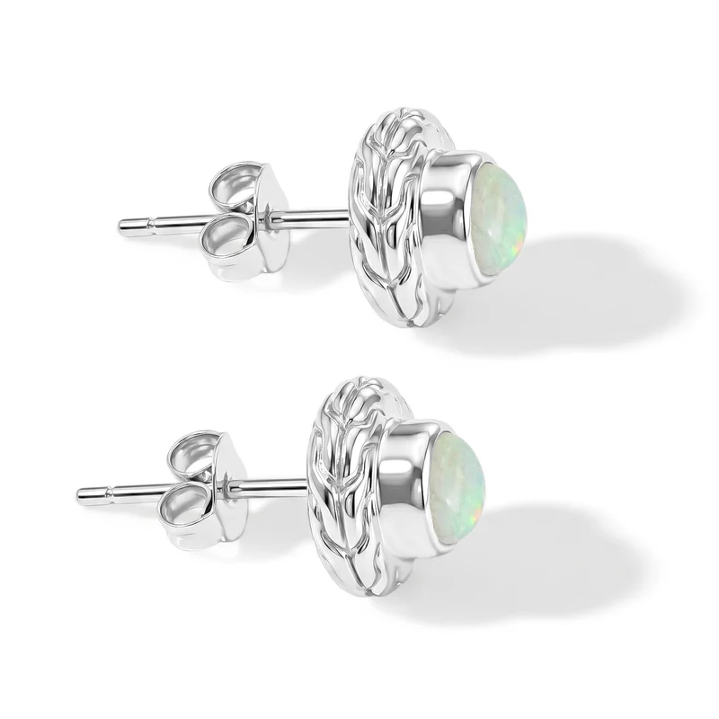 D'Joy AA Natürlicher, äthiopischer Welo Opal Ohrringe 925 Silber ca. 0.66 ct