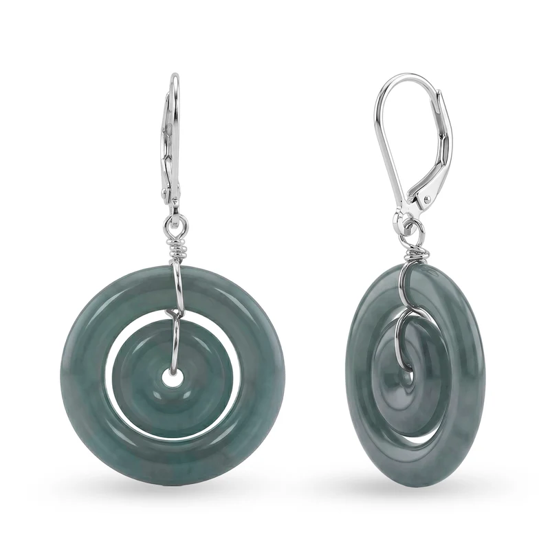D'Joy Type A Natürlicher Olmek Jadeit Ohrringe 925 Silber Rhodiniert ca. 30.00 ct