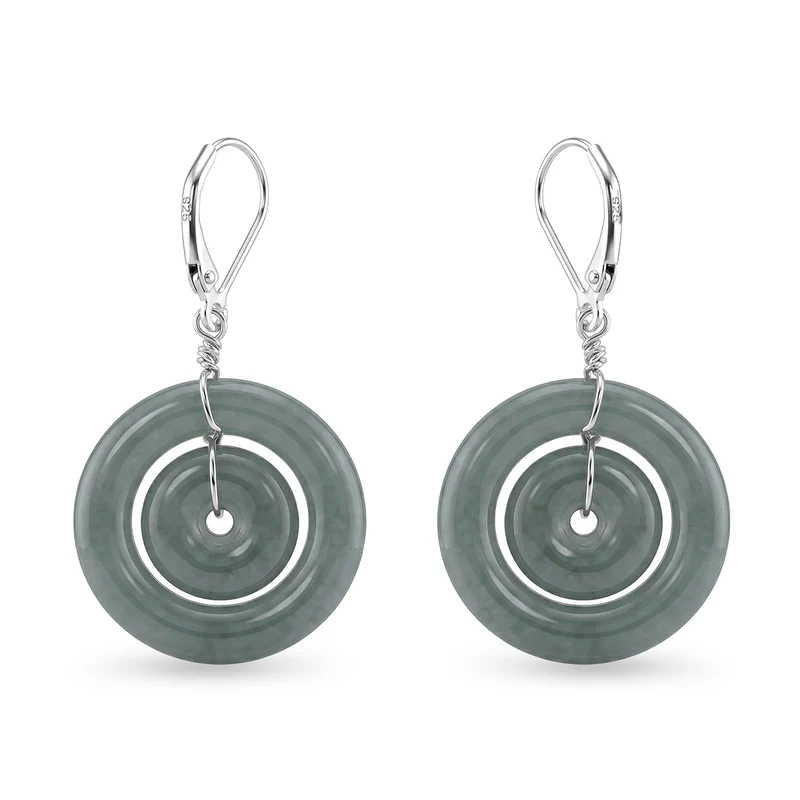 D'Joy Type A Natürlicher Olmek Jadeit Ohrringe 925 Silber Rhodiniert ca. 30.00 ct