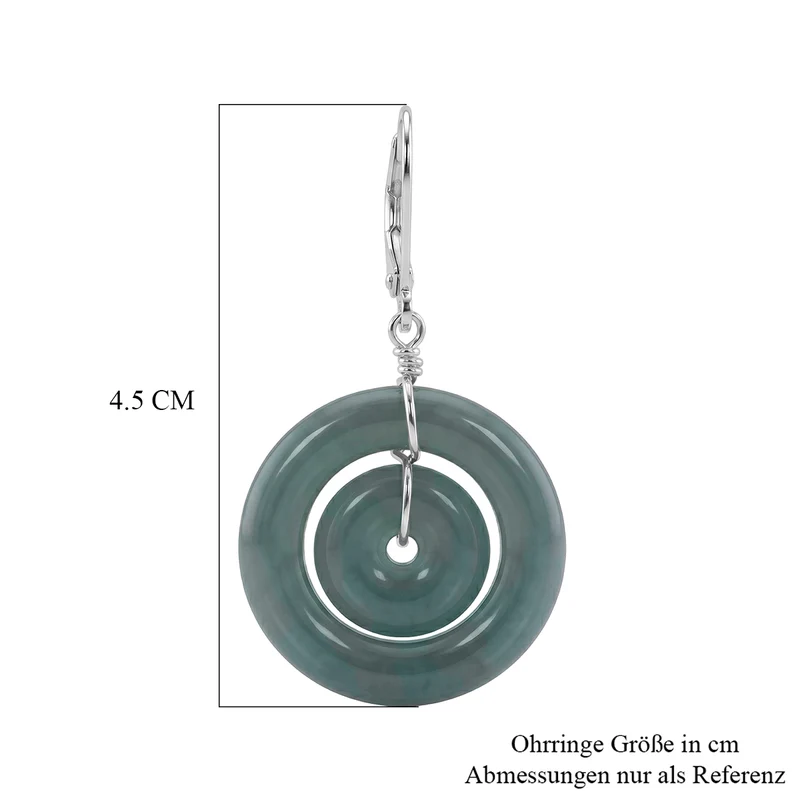 D'Joy Type A Natürlicher Olmek Jadeit Ohrringe 925 Silber Rhodiniert ca. 30.00 ct