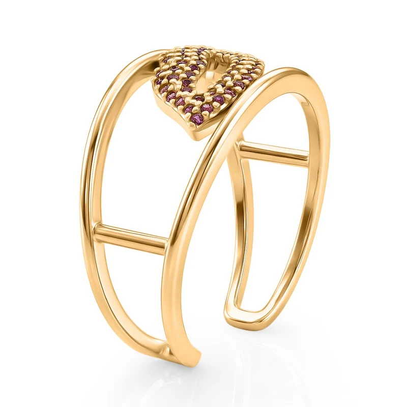 3er-Set weiße Zirkonia Ringe mit Stern-, Herz- und Lippenmotiv, Messing