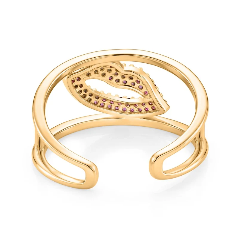 3er-Set weiße Zirkonia Ringe mit Stern-, Herz- und Lippenmotiv, Messing