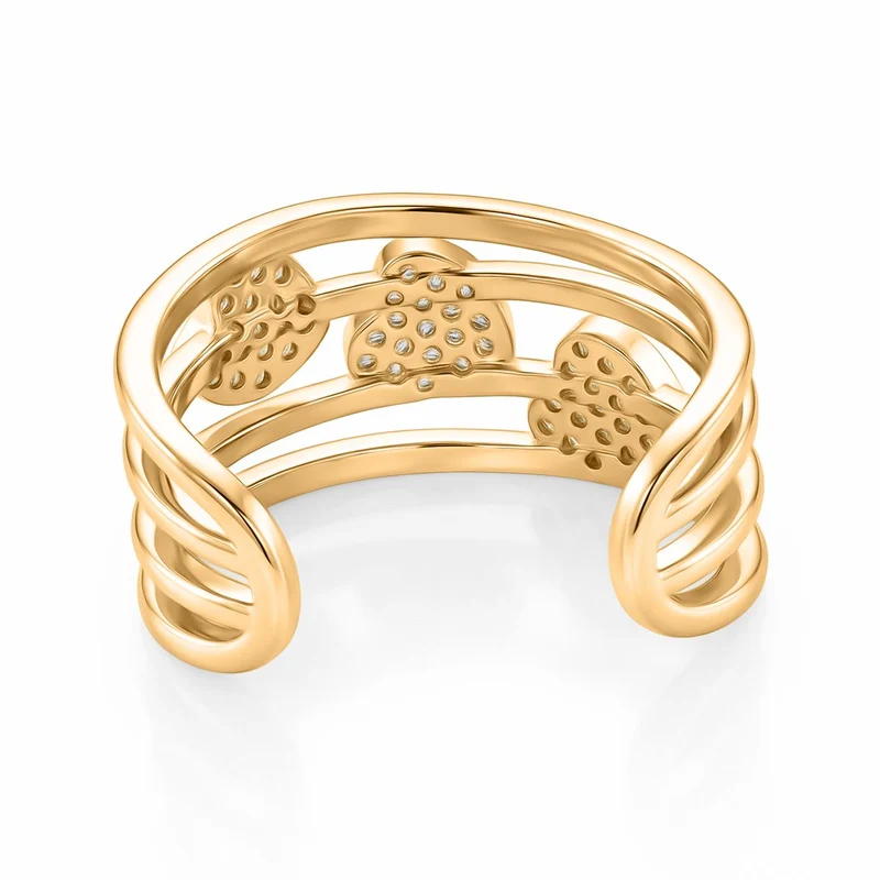 3er-Set weiße Zirkonia Ringe mit Stern-, Herz- und Lippenmotiv, Messing