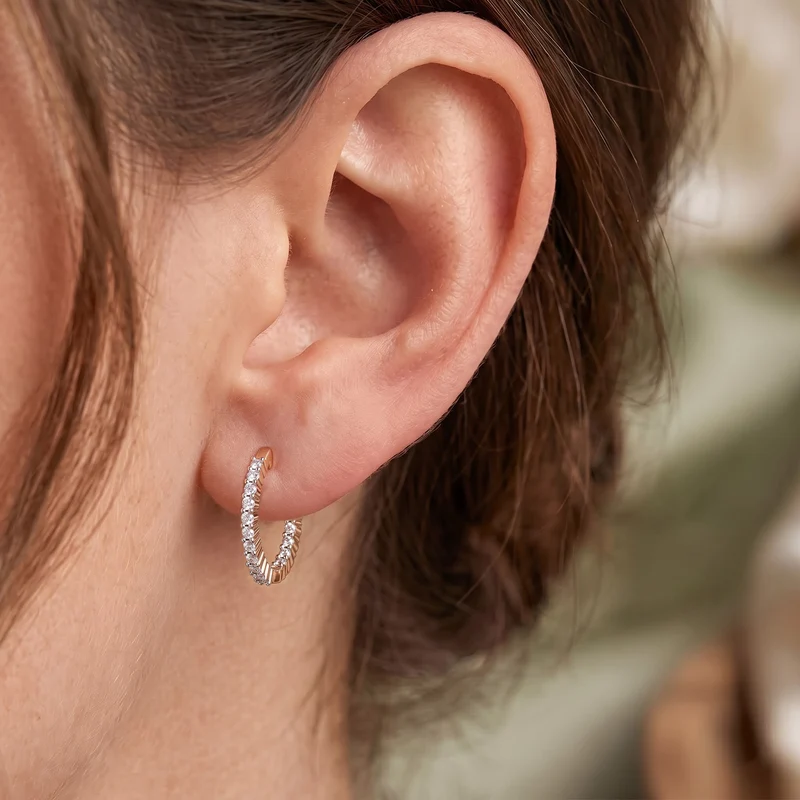 LUXURIANT 1 ct. SI-GH Labor Diamant Ohrringe, 925 Silber 750 Roségold Vermeil