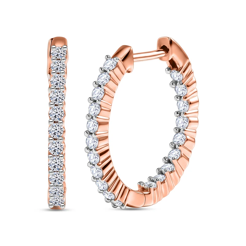 LUXURIANT 1 ct. SI-GH Labor Diamant Ohrringe, 925 Silber 750 Roségold Vermeil