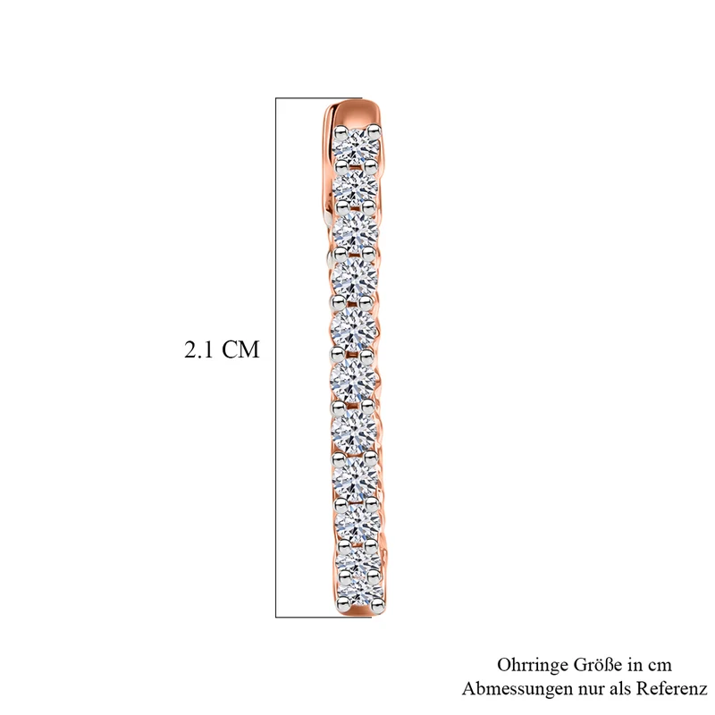 LUXURIANT 1 ct. SI-GH Labor Diamant Ohrringe, 925 Silber 750 Roségold Vermeil