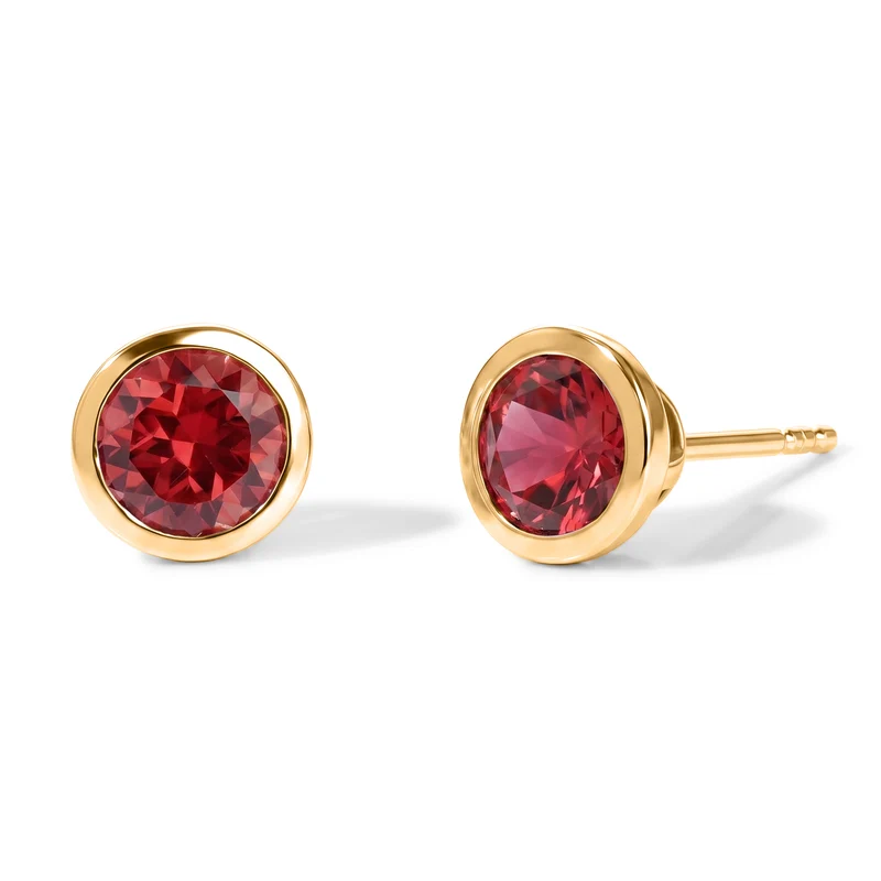 D'Joy Lab Grown Padparadscha-Saphir Ohrringe 925 Silber 750 Gelbgold vermeil ca. 2.19 ct