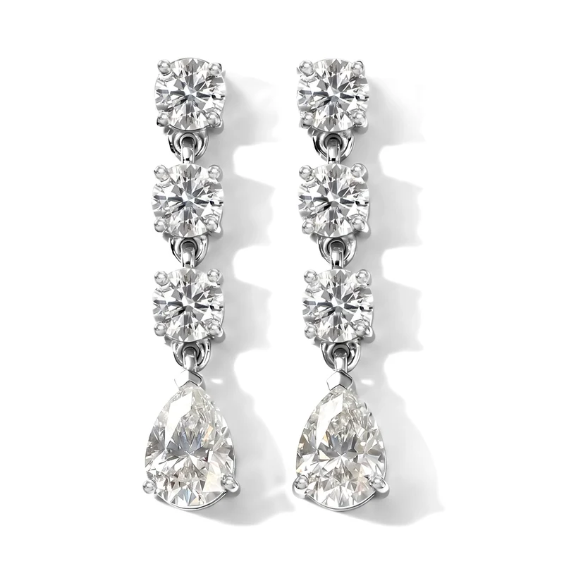 D'Joy Moissanit Ohrringe 925 Silber Rhodiniert ca. 2.82 ct