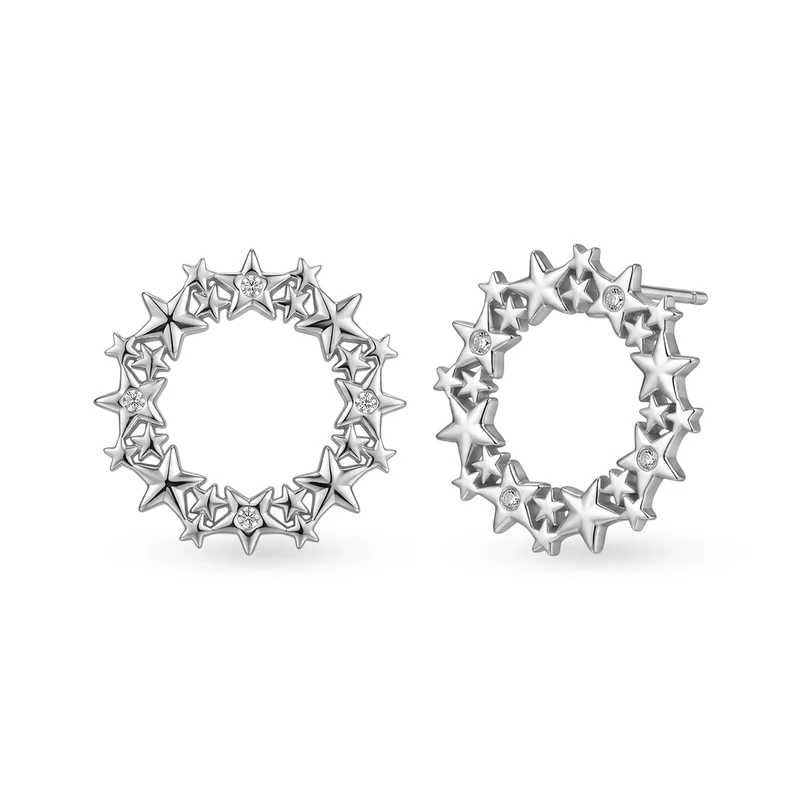 LUXURIANT 0,10 ct. SI-GH Labor Diamant-Akzente Ohrringe, 925 Silber rhodiniert und 750 Gelbgold Vermeil