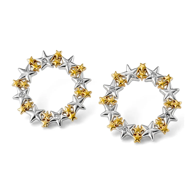 LUXURIANT 0,10 ct. SI-GH Labor Diamant-Akzente Ohrringe, 925 Silber rhodiniert und 750 Gelbgold Vermeil