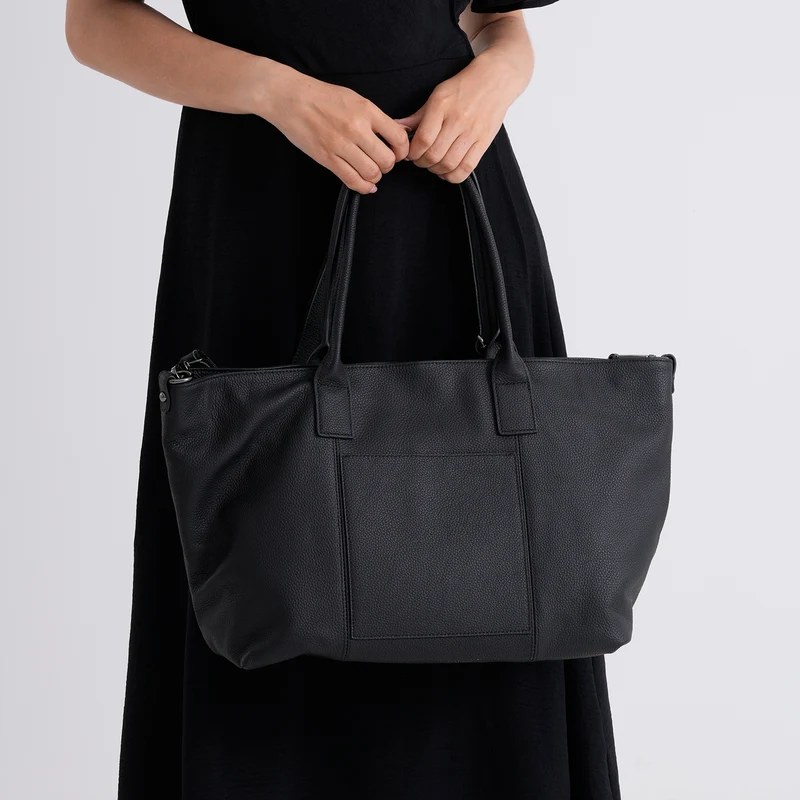 Echtleder-Schultertasche, Shopper-Design, Reißverschluss, abnehmbarer Schulterriemen, 38x17x30 cm, Aprikose