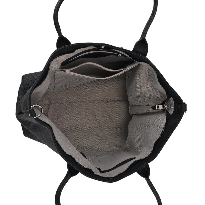 Echtleder-Schultertasche, Shopper-Design, Reißverschluss, abnehmbarer Schulterriemen, 38x17x30 cm, Aprikose