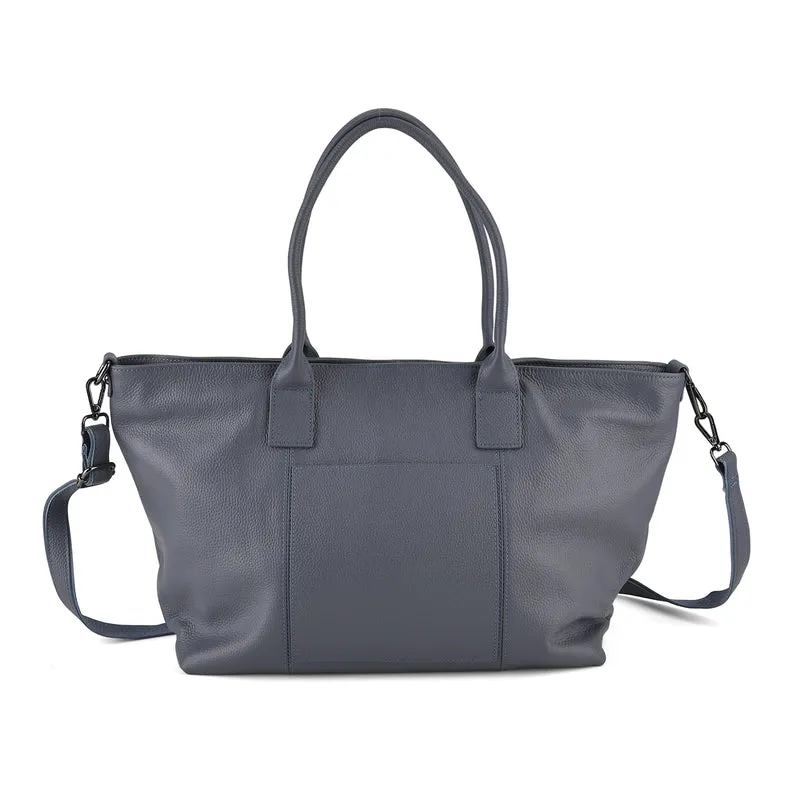 Echtleder-Schultertasche, Shopper-Design, Reißverschluss, abnehmbarer Schulterriemen, 38x17x30 cm, Aprikose