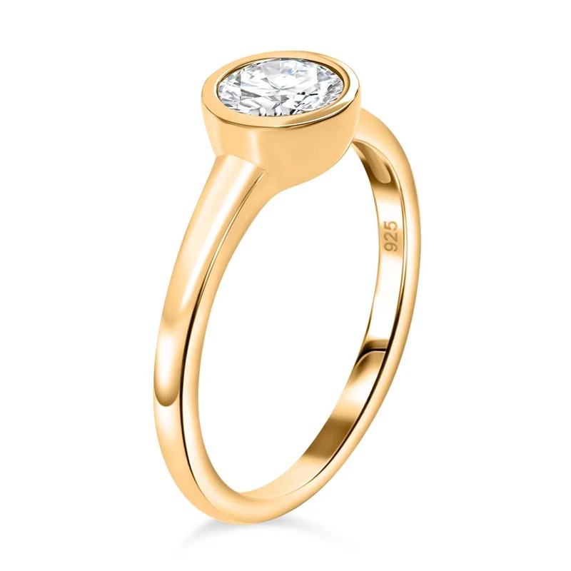 2er Set - Moissanit Ring und Anhänger, 925 Silber vergoldet (Größe 21.00) ca. 1.50 ct