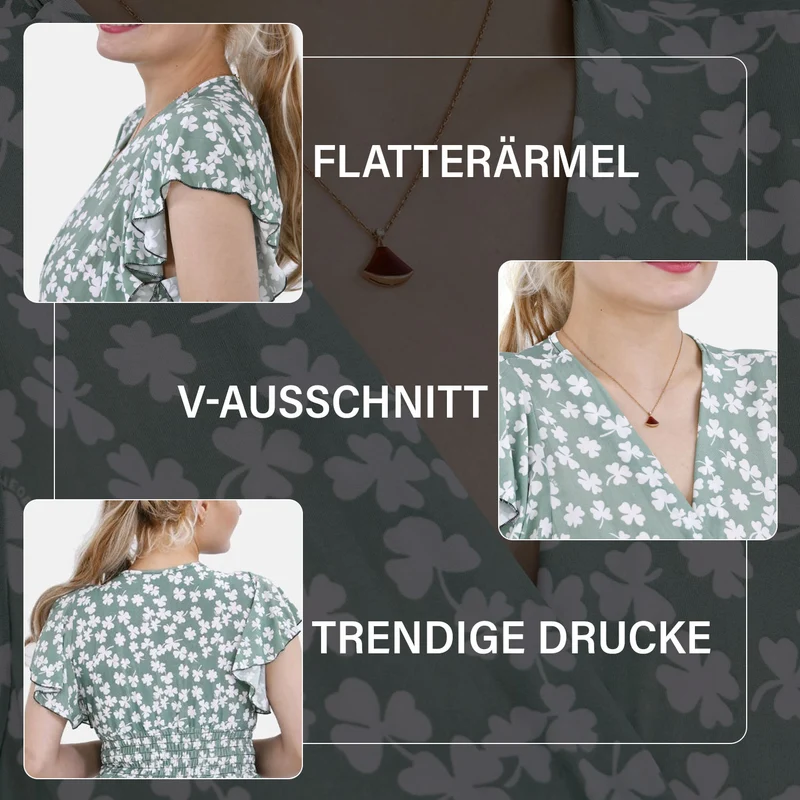Jumpsuit mit gesmokter Taille und Flatterärmel, 70's
