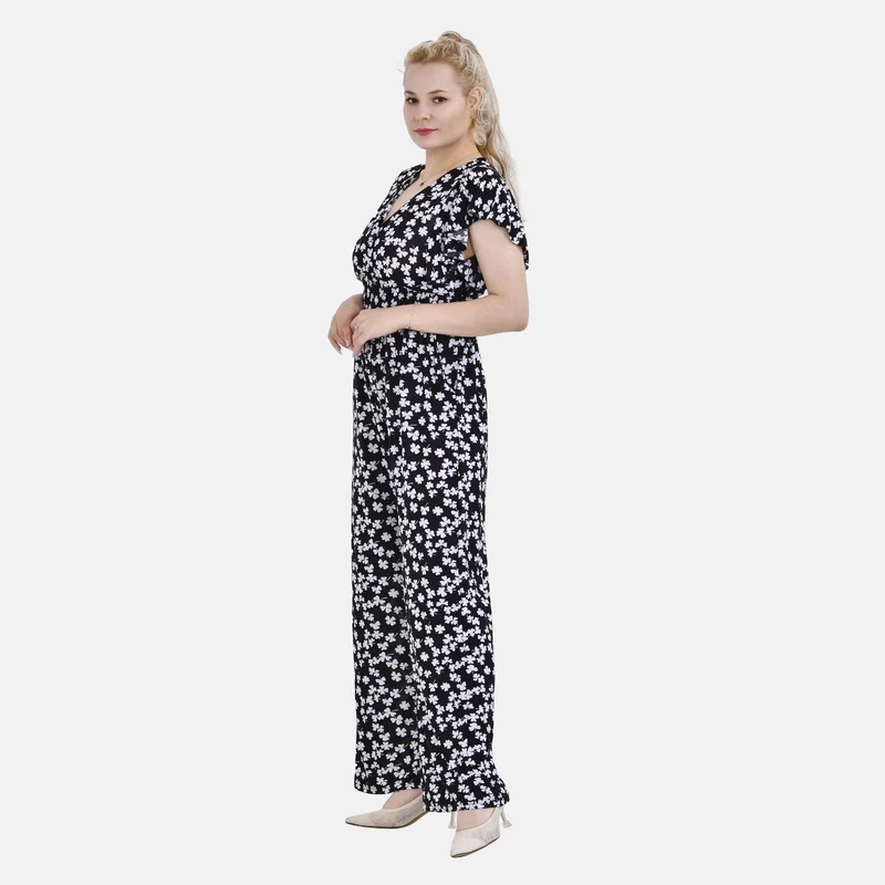 Jumpsuit mit gesmokter Taille und Flatterärmel, 70's