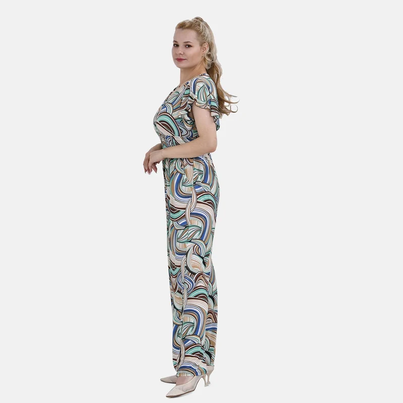 Jumpsuit mit gesmokter Taille und Flatterärmel, 70's