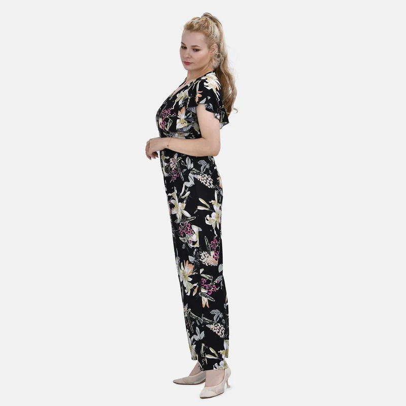 Jumpsuit mit gesmokter Taille und Flatterärmel, 70's