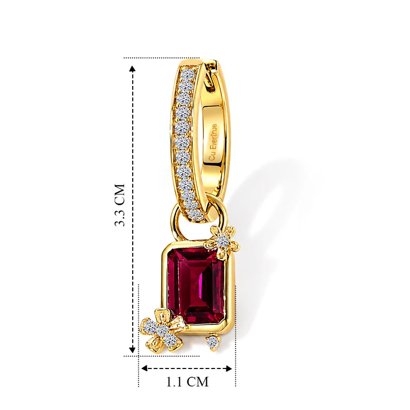 EVER TRUE AAA Lab Grown Rubin, Weißer Zirkon Ohrringe 950 Kupfer ca. 5.00 ct