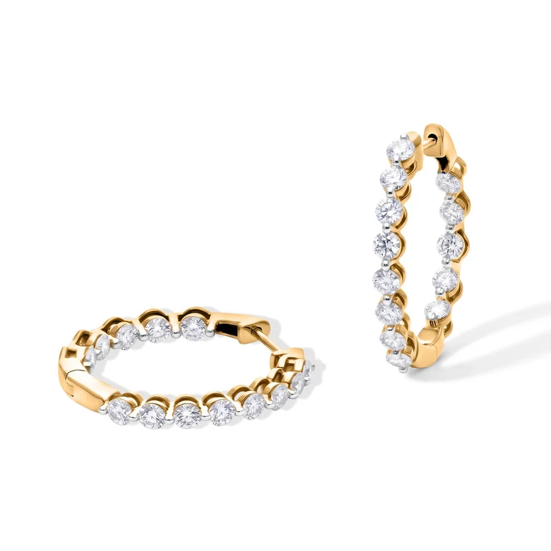 LUXURIANT 2 ct. SI-GH Labor Diamant Ohrringe, 925 Silber 750 Gelbgold Vermeil
