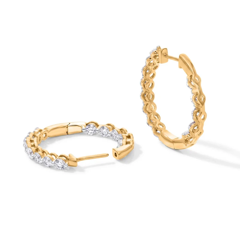LUXURIANT 2 ct. SI-GH Labor Diamant Ohrringe, 925 Silber 750 Gelbgold Vermeil