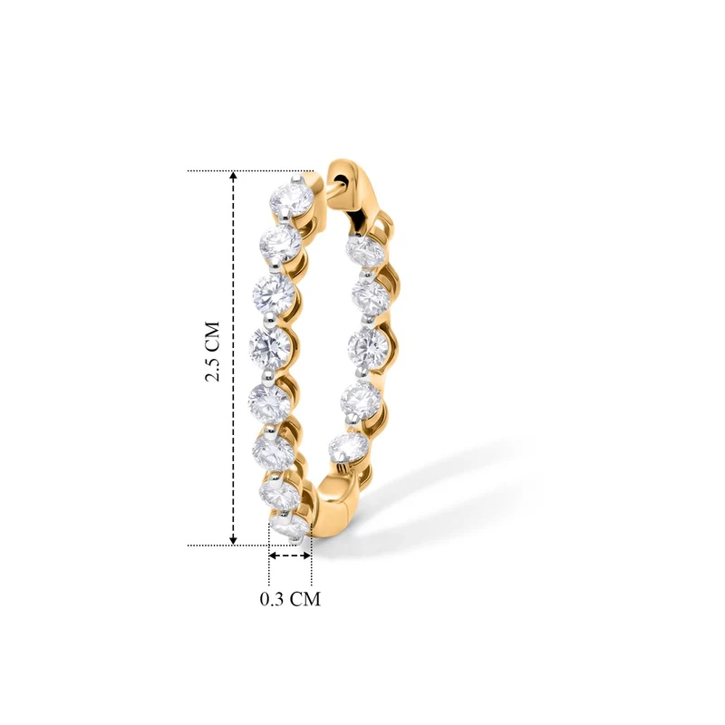 LUXURIANT 2 ct. SI-GH Labor Diamant Ohrringe, 925 Silber 750 Gelbgold Vermeil