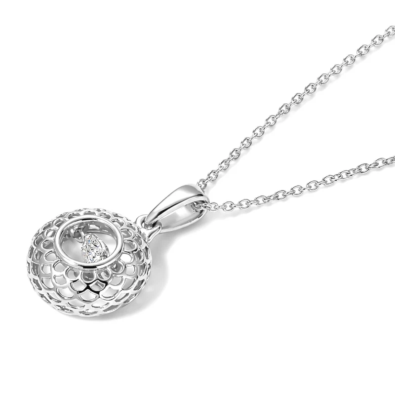 LUXURIANT DIAMOND - Lab Grown Diamant SI-GH Anhänger mit Kette, ca. 50 cm 925 Silber Rhodiniert ca. 0.13 ct