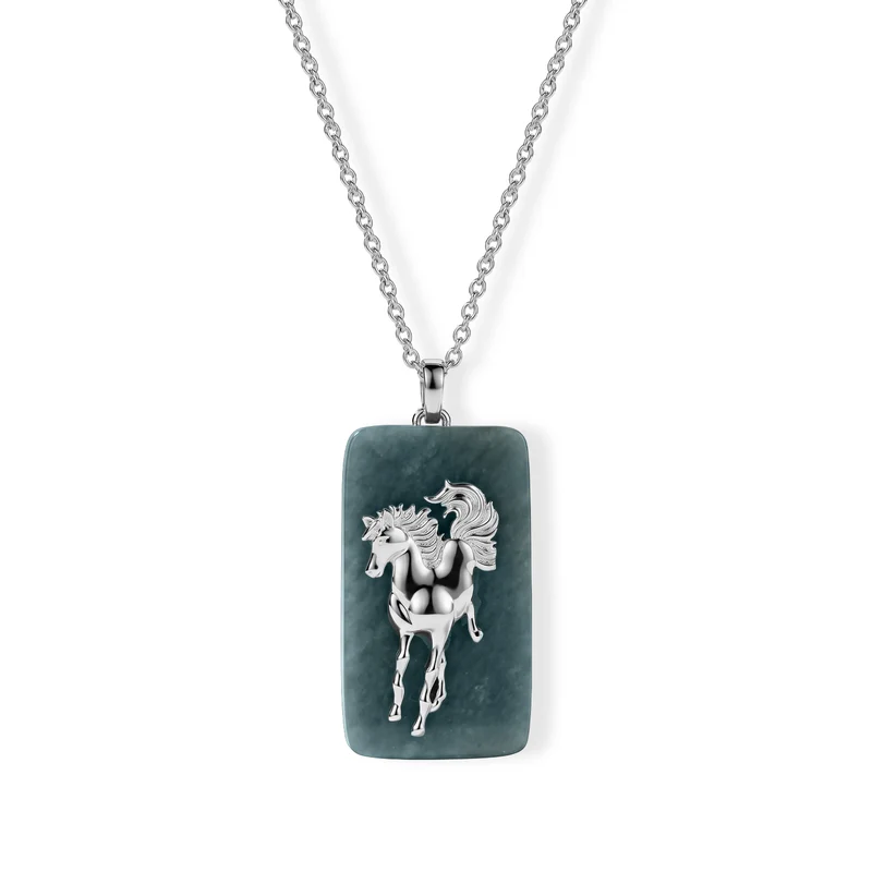 D'Joy Olmek Jadeit Schmuckset ca. 45 cm 925 Silber Rhodiniert ca. 24,00 ct.